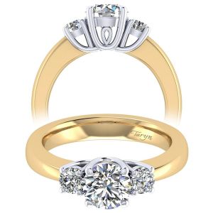 Taryn 14k Yellow/White Gold Round 3 Stones Engagement Ring TE3813M44JJ