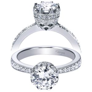 Taryn 14k White Gold Straight Round Engagement Ring TE3977W44JJ