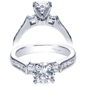 Taryn 14k White Gold Round 3 Stones Engagement Ring TE3994W44JJ