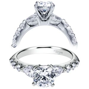 Taryn 14k White Gold Round 3 Stones Engagement Ring TE4091W44JJ