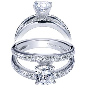Taryn 14k White Gold Round Split Shank Engagement Ring TE4229W44JJ
