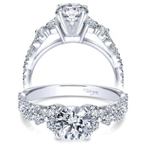 Taryn 14k White Gold Round Free Form Engagement Ring TE5329W44JJ