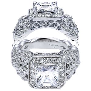 Taryn 14k White Gold Princess Cut Halo Engagement Ring TE5457W44JJ