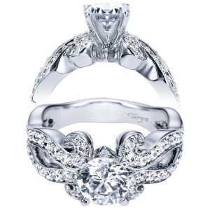 Taryn 14k White Gold Round Free Form Engagement Ring TE5481W44JJ