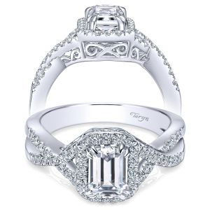 Taryn 14k White Gold Emerald Cut Halo Engagement Ring TE5801W44JJ