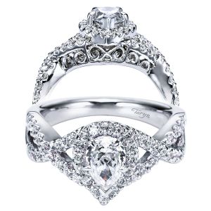 Taryn 14k White Gold Pear Shape Halo Engagement Ring TE5804W44JJ