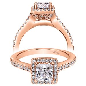 Taryn 14k Rose Gold Princess Cut Halo Engagement Ring TE5825K44JJ