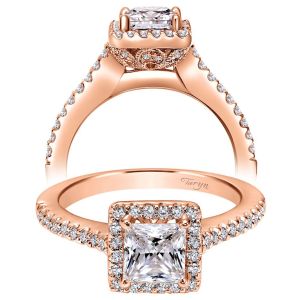 Taryn 14k Rose Gold Princess Cut Halo Engagement Ring TE5825K44JJ