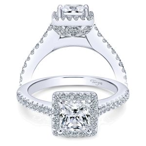 Taryn 14k White Gold Princess Cut Halo Engagement Ring TE5825W44JJ