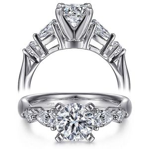 Taryn 14k White Gold Round 3 Stone Engagement Ring TE6002W44JJ