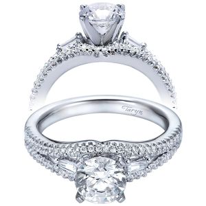 Taryn 14k White Gold Round 3 Stones Engagement Ring TE6012W44JJ