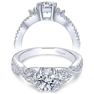 Taryn 14k White Gold Round 3 Stones Engagement Ring TE6022W44JJ