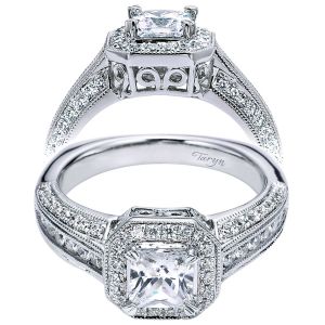 Taryn 14k White Gold Princess Cut Halo Engagement Ring TE6229W44JJ