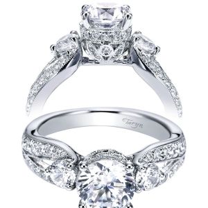 Taryn 14k White Gold Round 3 Stones Engagement Ring TE6265W44JJ