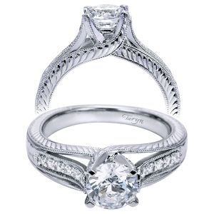 Taryn 14k White Gold Round Split Shank Engagement Ring TE6269W44JJ