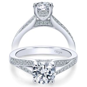 Taryn 14k White Gold Round Split Shank Engagement Ring TE6389W44JJ