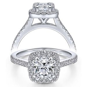 Taryn 14k White Gold Cushion Cut Halo Engagement Ring TE6419C4W44JJ