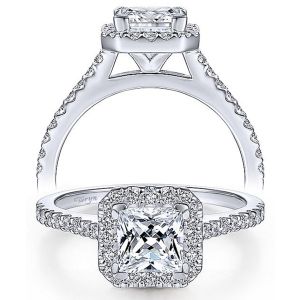 Taryn 14k White Gold Princess Cut Halo Engagement Ring TE6419S4W44JJ