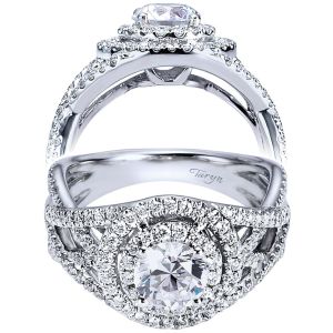 Taryn 14k White Gold Round Double Halo Engagement Ring TE6434W44JJ