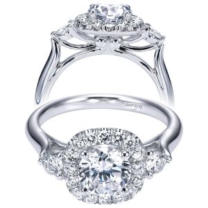 Taryn 14k White Gold Round 3 Stones Halo Engagement Ring TE6990W44JJ