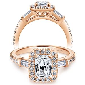 Taryn 14k Rose Gold Emerald Cut Halo Engagement Ring TE7268K44JJ