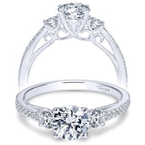 Taryn 14k White Gold Round 3 Stones Engagement Ring TE7280W44JJ