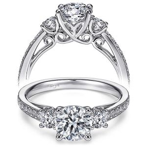 Taryn 14k White Gold Round 3 Stone Engagement Ring TE7281W44JJ