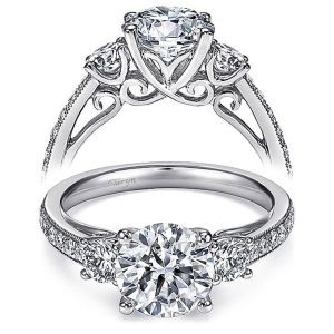 Taryn 14k White Gold Round 3 Stone Engagement Ring TE7283W44JJ