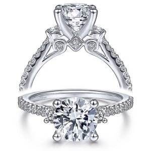 Taryn 14k White Gold Round 3 Stone Engagement Ring TE7296R8W44JJ