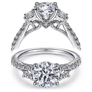 Taryn 14k White Gold Round 3 Stone Engagement Ring TE7298W44JJ