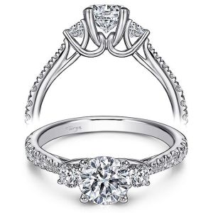Taryn 14k White Gold Round 3 Stone Engagement Ring TE7460W44JJ