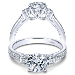 Taryn 14k White Gold Round 3 Stones Engagement Ring TE7472W44JJ