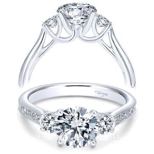 Taryn 14k White Gold Round 3 Stone Engagement Ring TE7474W44JJ