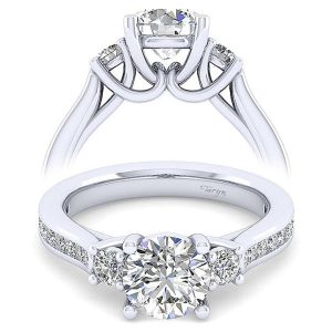 Taryn 14k White Gold Round 3 Stone Engagement Ring TE7475W44JJ