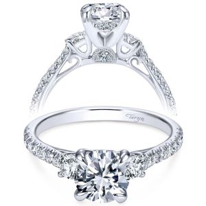 Taryn 14k White Gold Round 3 Stones Engagement Ring TE7477W44JJ