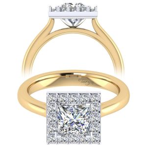 Taryn 14k Yellow/White Gold Princess Cut Halo Engagement Ring TE7490M44JJ