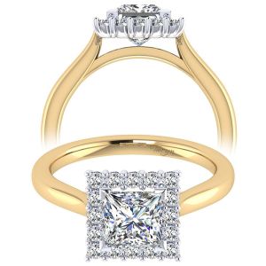 Taryn 14k Yellow Gold Princess Cut Halo Engagement Ring TE7499M44JJ
