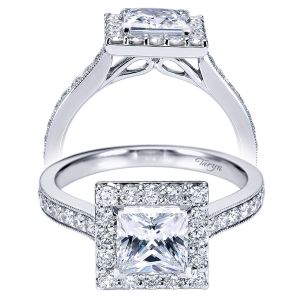 Taryn 14k White Gold Princess Cut Halo Engagement Ring TE7503W44JJ