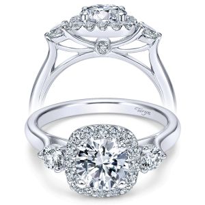 Taryn 14k White Gold Round 3 Stones Halo Engagement Ring TE7510W44JJ