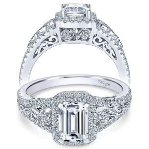 Taryn 14k White Gold Emerald Cut Halo Engagement Ring TE7740W44JJ