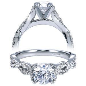 Taryn 14k White Gold Round Twisted Engagement Ring TE7796W44JJ