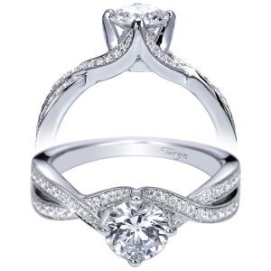 Taryn 14k White Gold Round Twisted Engagement Ring TE8056W44JJ