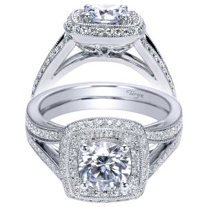 Taryn 14k White Gold Round Double Halo Engagement Ring TE8173W44JJ