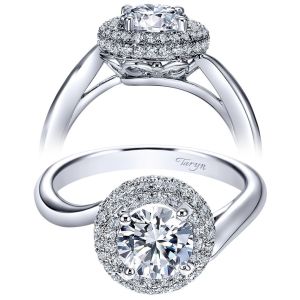 Taryn 14k White Gold Round Double Halo Engagement Ring TE8314W44JJ