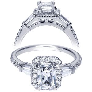 Taryn 14k White Gold Emerald Cut Halo Engagement Ring TE8354W43JJ