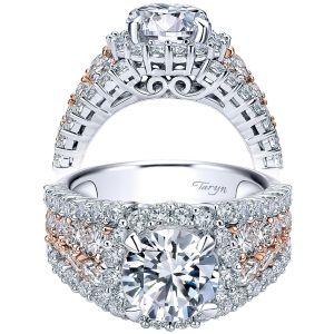 Taryn 18K White/Yellow Round Halo Engagement Ring TE8446M83JJ