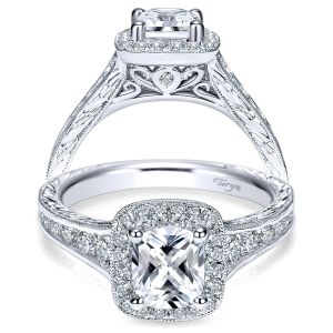 Taryn 14k White Gold Cushion Cut Halo Engagement Ring TE8793W44JJ