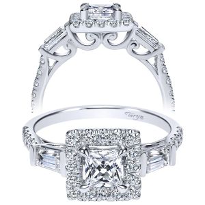 Taryn 14k White Gold Princess Cut Halo Engagement Ring TE8849W44JJ