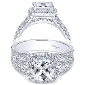 Taryn 14k White Gold Cushion Cut Halo Engagement Ring TE8903W44JJ