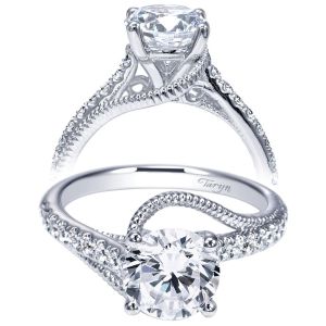 Taryn 14k White Gold Round Free Form Engagement Ring TE9043W44JJ